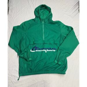 Champions Men’s 1/2 Zip windbreaker jacket Pullover Hooded Wi  Green size large